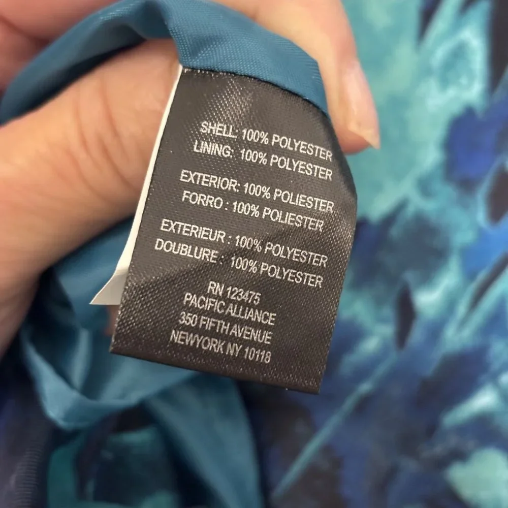 Tahari Arthur S. Levine Floral Sleeveless Maxi Dress Size 12 Blue/Teal Satin - Picture 10 of 11